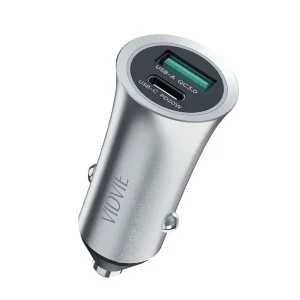 Cargador USB Premium de aluminio para carro, 3A, tipo C Universal 30W carga rápida VIDVIE CC517C